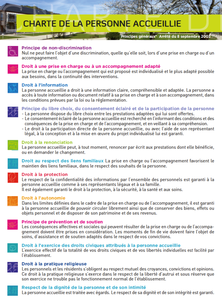 Charte de la personne accueillie Charte de la personne accueillie