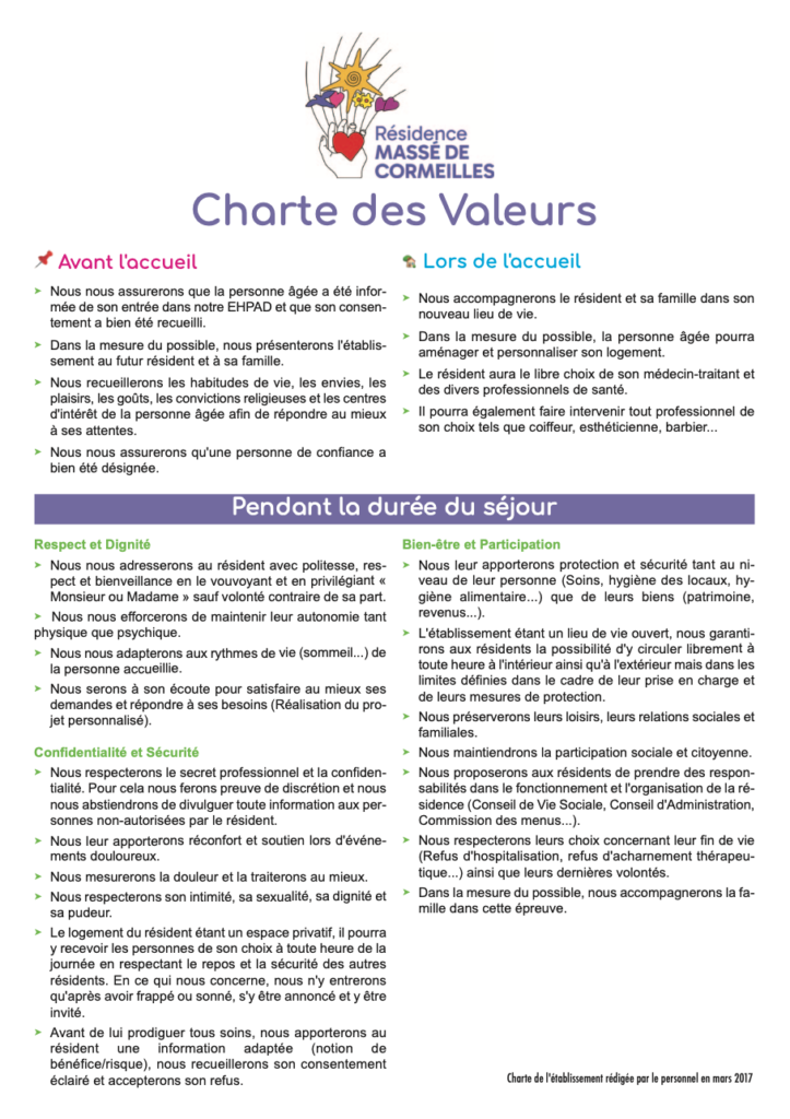 Charte des valeurs A4